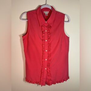 Annie Alexander Silk Coral Blouse Medium